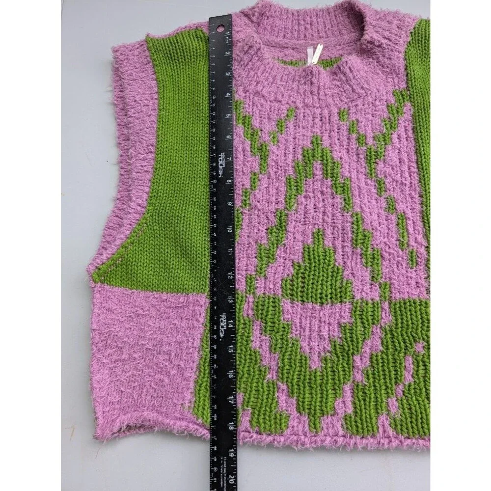 Free People Diamonds for Days Sweater Vest Colorful Colorblock Size M